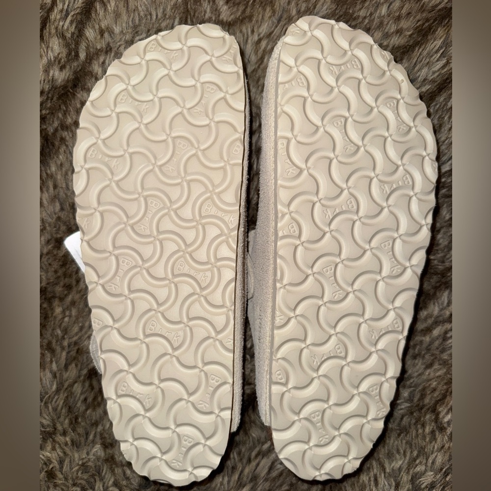 Birkenstock Boston Mules Antique White Suede Leather Slides - Picture 6 of 8